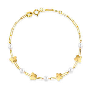 Bracciale I GOLD catenina con farfalline e perline oro 9kt