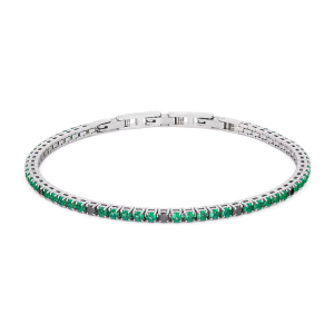 Bracciale Comete We Are Tennis zirconi verdi e neri ø mm2,5