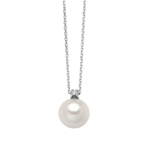Collana Miluna in oro 9kt perla 6,5-7 mm diamante