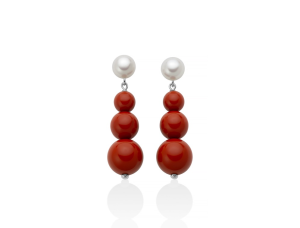 Orecchini Miluna Terra e Mare Corallo rosso e Perle