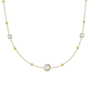Collana Luca Barra acciaio ip gold zirconi bianchi