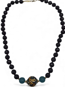 Collana Jebel Gioielli onice agata verde acqua e ceramica di Caltagirone