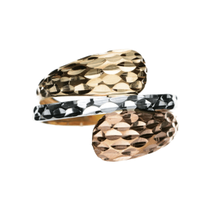 Anello Oro 18 kt Donna tre colori a fascia martellato a onde