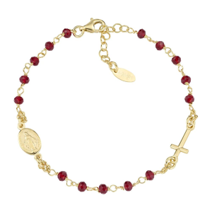 Bracciale Rosario Dorato con Cristalli Rossi