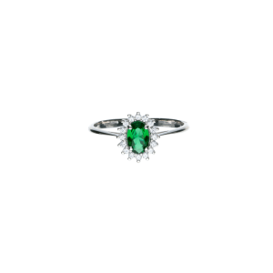 Anello Oro 18 kt Donna Lady D Bianco zircone verde