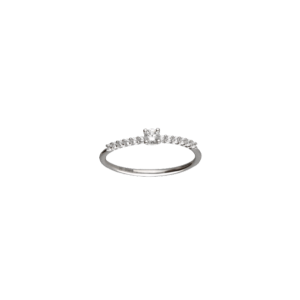 Anello Oro 18 kt Donna solitario zircone bianco con discesina zirconi bianchi