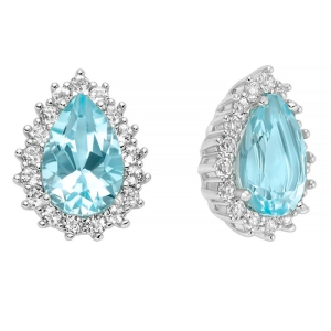 Orecchini Miluna Gemma del Cielo a goccia e topazi bianchi in argento