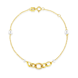 Bracciale I GOLD catenina con intreccio e perline oro 9kt