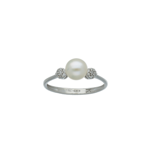 Anello Oro 18 kt Donna bianco Perla e zirconi