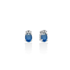 Orecchini Miluna zaffiri blu ovali e diamanti in oro bianco 9kt