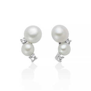 Orecchini Miluna Andromeda con due perle Oriente e due topazi bianchi