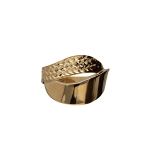 Anello Oro 18 kt Donna giallo a fascia con effetto liscio e diamantato