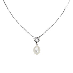 Collana Amen Cuore con Perla e Zirconi