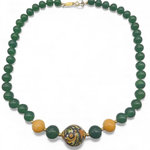 Collana Jebel Gioielli agata verde e ceramica di Caltagirone