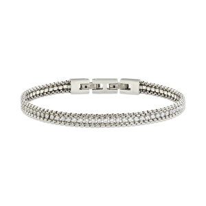 Bracciale Amen Tennis e Catena in Acciaio con Zirconi Bianchi
