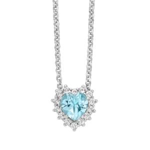 Collana Miluna Gemma del Cielo a cuore piccolo e topazi bianchi in argento
