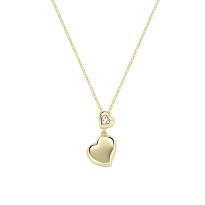 Collana Amen Dorata Cuori Gemelli con Zircone