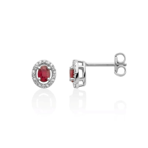Orecchini Miluna Rubino Diamanti Oro Bianco 9kt