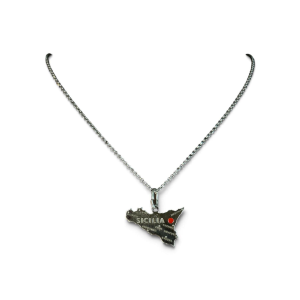 Collana Gioielli di Sicilia dorata con zircone rosso e incsioni