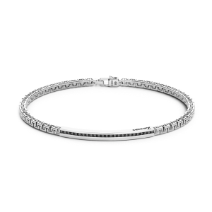 Bracciale Zancan in argento con targa e pietre nere