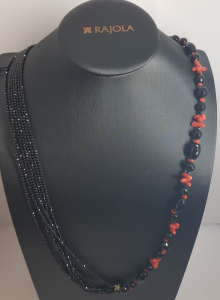 Collana Rajola Minuetto con Onice, Spinello, Corallo rosso e mop oro