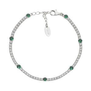 Bracciale Amen Tennis Bianco e Verde con Zirconi 2 e 3 mm