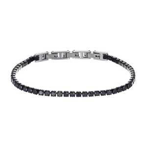 Bracciale Amen Tennis in Acciaio Nero con Zirconi Neri 3 mm