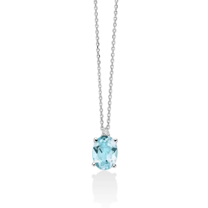 Collana Miluna Gemma del Cielo ovale e diamante in oro 9kt