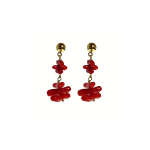 Orecchini Rajola Bruges corallo rosso e argento