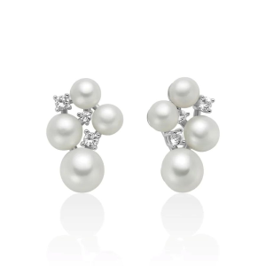 Orecchini Miluna Andromeda con quattro perle Oriente e topazi bianchi