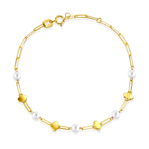 Bracciale I GOLD catenina con fiorellini e perline oro 9kt