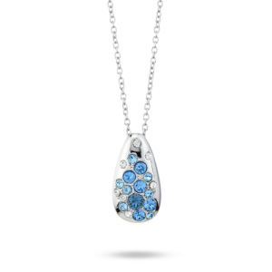 Collana Boccadamo con pendente a forma di goccia e pietre azzurre