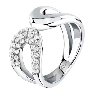 Anello Morellato Design fascia argentata con cristalli mis18