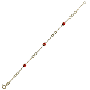 Bracciale Oro 18 kt Donna con infinito e coccinelle smaltate