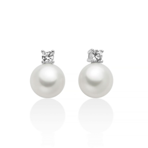 Orecchini Miluna di Perle in Oriente 8,5-9 mm topazio bianco