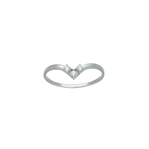 Anello Oro 18 kt Donna bianco coroncina tre zirconi