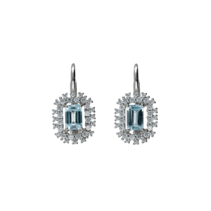 Orecchini Oro 18 kt monachella con topazio azzurro