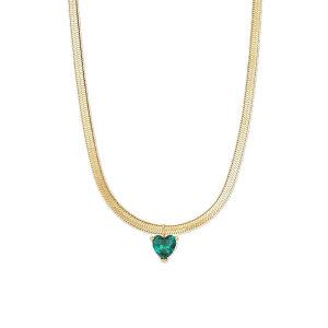 Collana Luca Barra piattina ip gold cuore verde