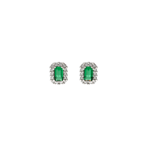 Orecchini Oro 18kt Donna con zircone verde e bianchi